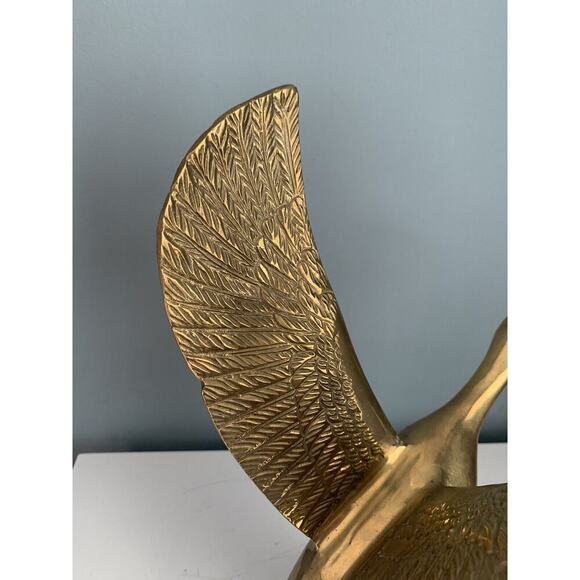 Vintage Solid Brass Taking Off Flying Duck Wings Up 14.75'' Tall - Picture 15 of 16